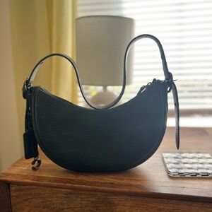 Coach Luna Pebbled Black Leather Shoulder Bag